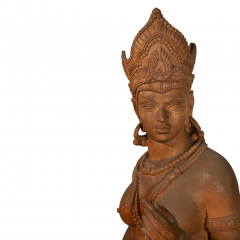 A LIFE SIZE CARVED WOOD SCULPTURE OF THE HINDU GODDESS PARVATI - 3565299