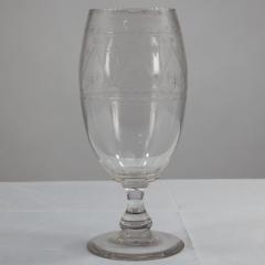 A Large Aesthetic Movement Celery Glass Vase Hand Blown Hand Engraved - 4188819