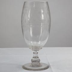 A Large Aesthetic Movement Celery Glass Vase Hand Blown Hand Engraved - 4188822