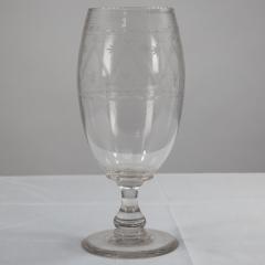 A Large Aesthetic Movement Celery Glass Vase Hand Blown Hand Engraved - 4188823