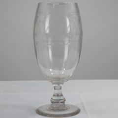 A Large Aesthetic Movement Celery Glass Vase Hand Blown Hand Engraved - 4188824