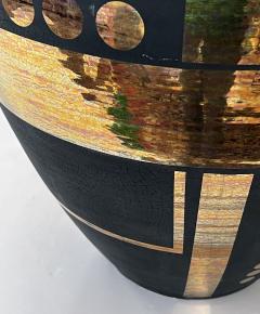 A Large Art Deco Style Black Glazed Ovoid Vase with Gilt Geometric Decoration - 3474518