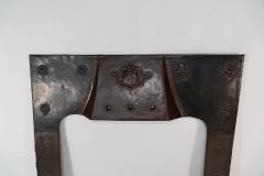A Large Arts Crafts Copper Fire Insert with a Lion in a Shield Crest - 4188826