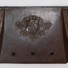 A Large Arts Crafts Copper Fire Insert with a Lion in a Shield Crest - 4188828