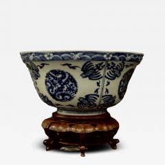 A Large Blue and White Phoenix roundel bowl Qing Dynasty Kangxi period  - 4512228