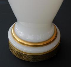 A Large French 1960s White Opaline Glass Lamp with Gilt Highlights - 1894367