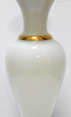 A Large French 1960s White Opaline Glass Lamp with Gilt Highlights - 1894371