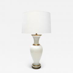 A Large French 1960s White Opaline Glass Lamp with Gilt Highlights - 1894668