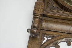 A Large Gothic Revival Carved Oak Barometer with a Rare Snail Tail Thermometer - 4188833