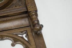 A Large Gothic Revival Carved Oak Barometer with a Rare Snail Tail Thermometer - 4188834