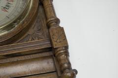 A Large Gothic Revival Carved Oak Barometer with a Rare Snail Tail Thermometer - 4188835