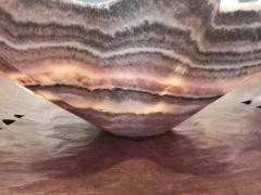 A Large Gray White and Rose Onyx Bowl - 3429956