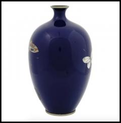 A Large High Quality Antique Meiji Japanese Cloisonne Enamel Butterflies Vase - 3901631