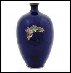 A Large High Quality Antique Meiji Japanese Cloisonne Enamel Butterflies Vase - 3901638