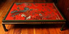 A Large Mid 18th Century Chinese Two Sided Lacquer Panel Coffee Table - 3937027
