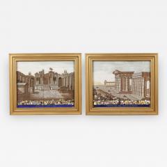 A Large Pair Of Shellwork Pictures Representing Ruins - 1014697