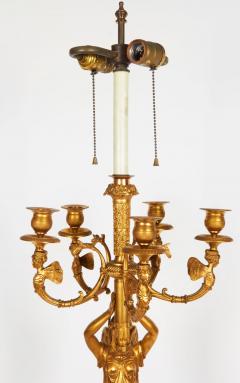 A Large Pair of French Empire style Gilt Bronze Five Light Candelabra Lamps - 831927