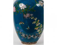 A Large Pair of Japanese Cloisonne Enamel Blue Ground Vases and Covers Meiji - 2898929