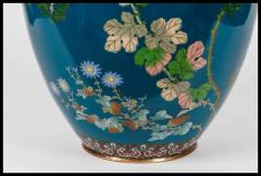 A Large Pair of Japanese Cloisonne Enamel Blue Ground Vases and Covers Meiji - 3901955