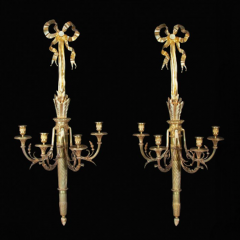 A Large Pair of Louis XVI Style Bronze Sconces - 2118487