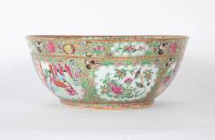 A Large Rose Medallion Punch Bowl with Rare Painted Panels - 2679595