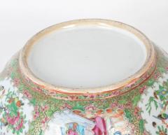 A Large Rose Medallion Punch Bowl with Rare Painted Panels - 2679708