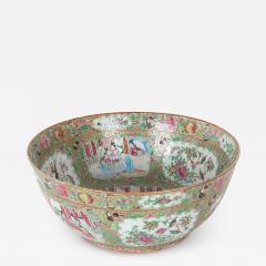 A Large Rose Medallion Punch Bowl with Rare Painted Panels - 2682316