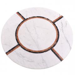 A Large Round Marble Oak Coffee Table C 1980  - 4530239