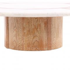 A Large Round Marble Oak Coffee Table C 1980  - 4530240