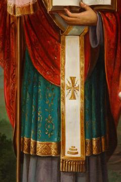 A Large Russian Oil on Canvas Painting of Two Bishops - 2128711