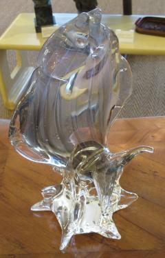 A Large Scaled Murano Clear Art Glass Sculpture of a Leaping Fish - 46948