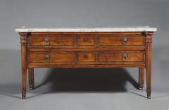 A Large Solid Walnut Late Louis XVI Commode With Original White Marble Top - 1829372