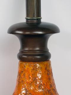 A Large and Iconic American Burnt Orange Crater Glazed Lamp - 426851