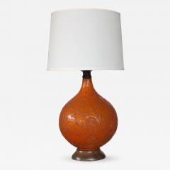 A Large and Iconic American Burnt Orange Crater Glazed Lamp - 427594