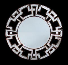 A Large and Stunning Circular Mirror with Greek Key Mirrored Border - 575832