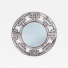 A Large and Stunning Circular Mirror with Greek Key Mirrored Border - 576775