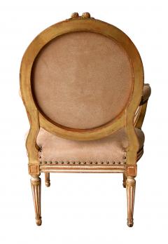 A Large scaled French Louis XVI Style Ivory Painted and Parcel Gilt Armchair - 3236397