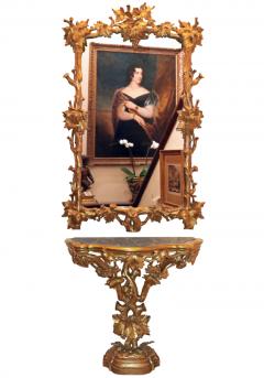 A Late 18th Century Rococo Giltwood Console and Mirror Set - 3340566