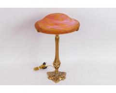 A Louis Majorelle and Daum Nancy Gilt Bronze and Pink Glass Table Lamp - 3470671