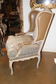 A Louis XV Fauteuil Polychrome Wing Chair  - 3554939