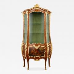 A Louis XV style gilt bronze mounted Vernis Martin and parquetry vitrine - 2740553