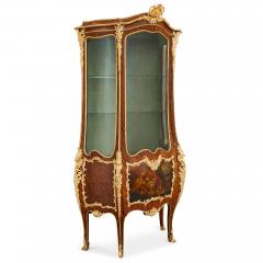 A Louis XV style gilt bronze mounted Vernis Martin and parquetry vitrine - 4121727