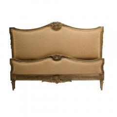 A Louis XVI style painted and carved Queen size burlap upholstered bed - 1886093