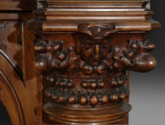 A MONUMENTAL ENGLISH GOTHIC STYLE CARVED WALNUT FIREPLACE - 3537565