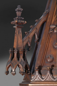 A MONUMENTAL ENGLISH GOTHIC STYLE CARVED WALNUT FIREPLACE - 3537606