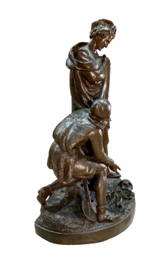 A MONUMENTAL FRENCH BRONZE SCULPTURE OF PRINCE HAMLET AND THE GRAVEDIGGER - 3565287
