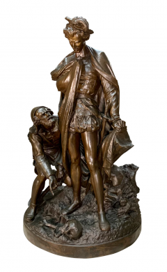 A MONUMENTAL FRENCH BRONZE SCULPTURE OF PRINCE HAMLET AND THE GRAVEDIGGER - 3565313