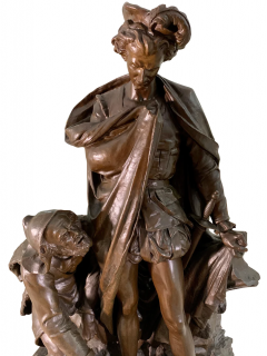 A MONUMENTAL FRENCH BRONZE SCULPTURE OF PRINCE HAMLET AND THE GRAVEDIGGER - 3565376