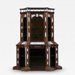 A MONUMENTAL WALNUT EBONISED DISPLAY CABINET MOUNTED WITH VICTORIA - 3635751