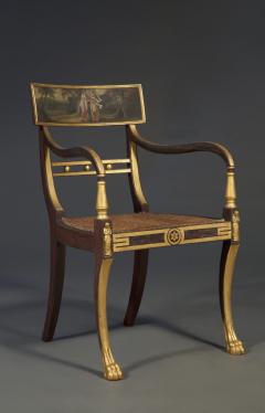 A MOST UNUSUAL SET OF SIX REGENCY PAINTED AND GILDED ARMCHAIRS - 3654441